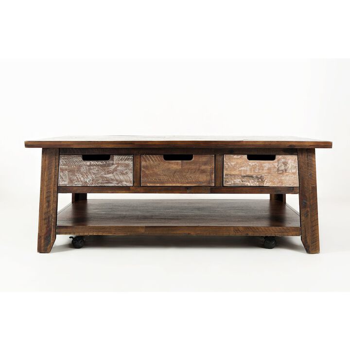 Jofran Painted Canyon Rustic Solid Acacia 50 Coffee Table