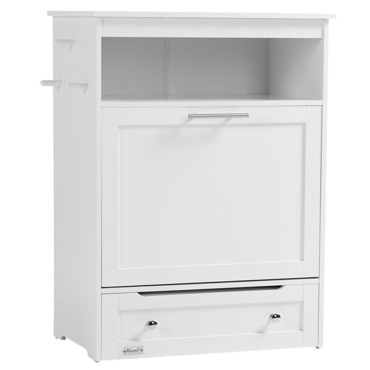 White Pet Station: Dog Feeding Cabinet with Food Storage