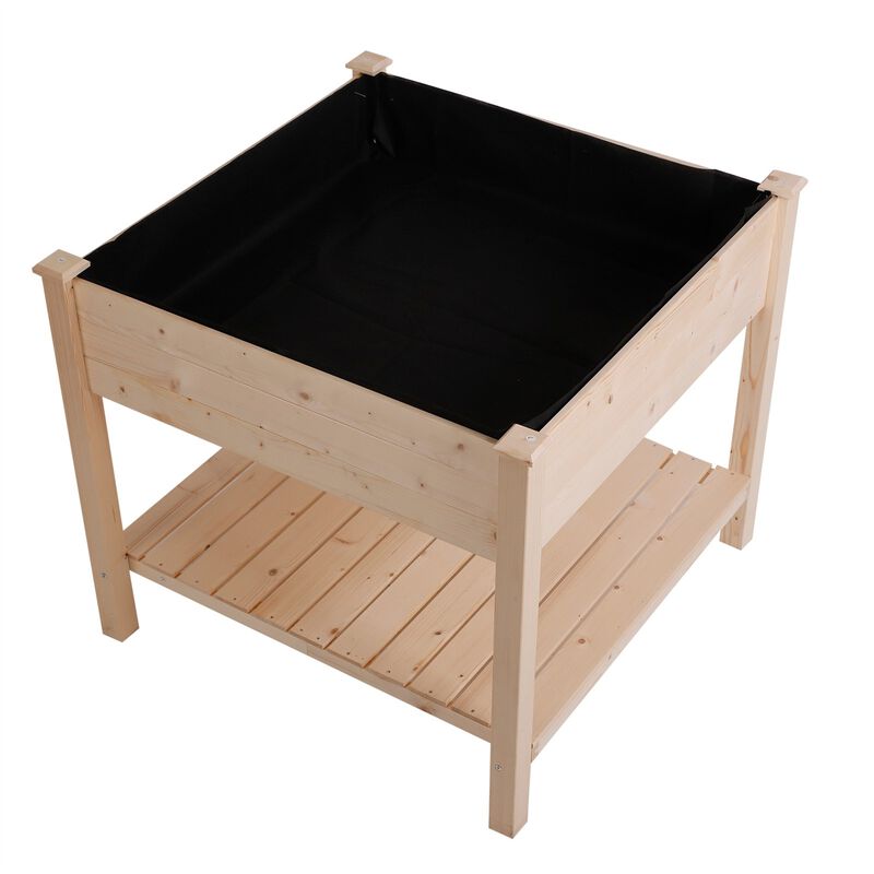 QuikFurn FarmHome Square Fir Wooden Raised Garden Planter Box
