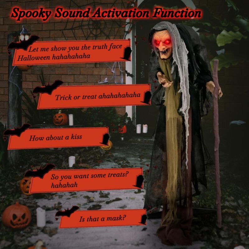 Hivvago Life Size Animatronic Witch with Pre-Recorded Phrases