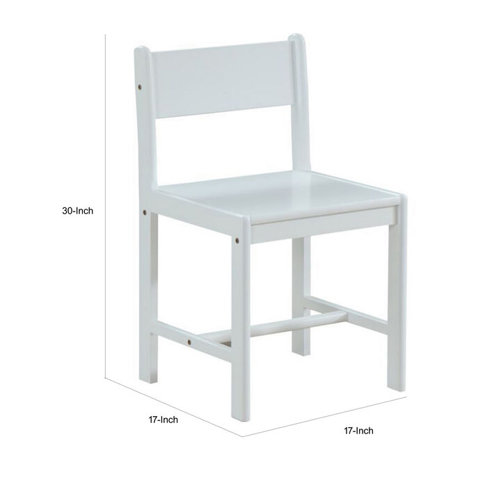 17 Inch Modern Side Chair, Low Open Panel Back, White Wood Finish - Benzara