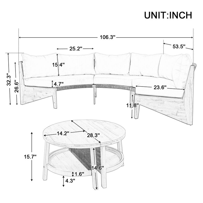 Merax  Modern Outdoor Seating Sofa Set with Table