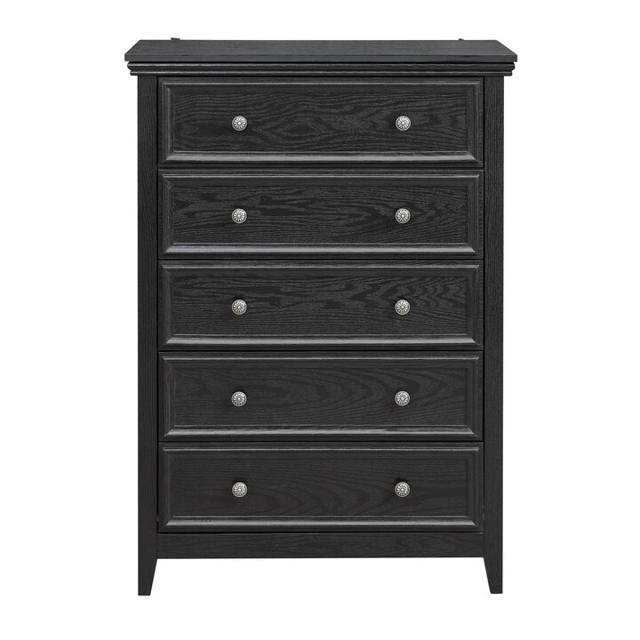 Modern 5 Drawers Dresser 5 Drawers Cabinet,Chest of Drawers Closet Organizers and Storage Clothes Storage Drawers Cabinet for Living Room, Farmhouse Dresser Organizer Black