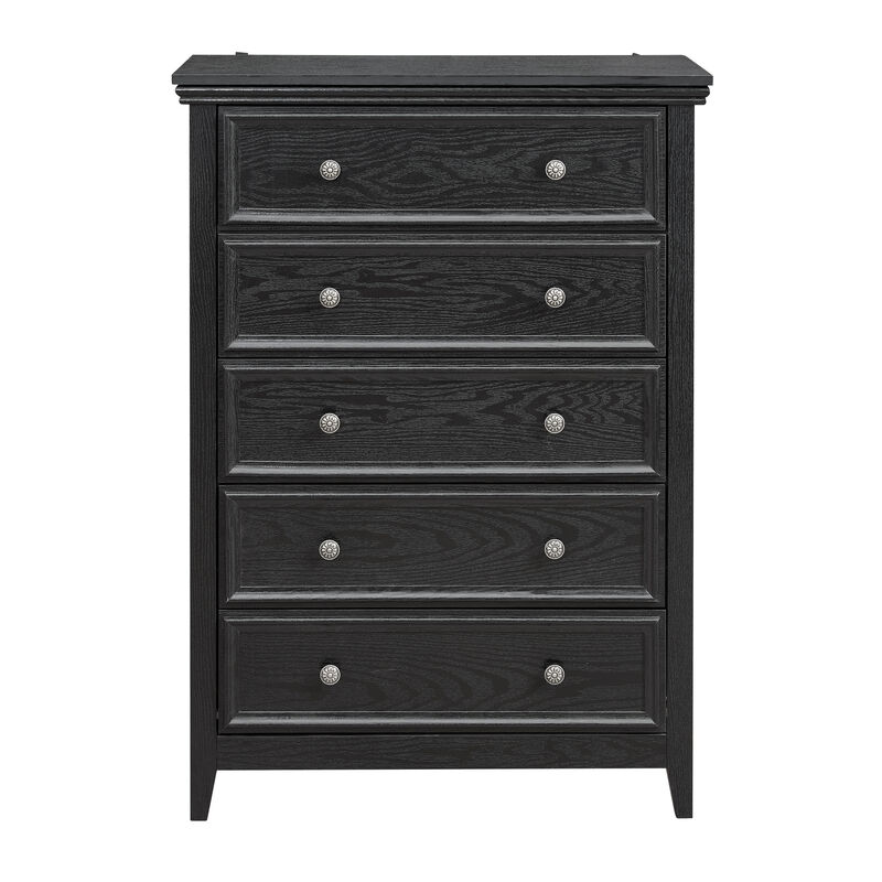 Modern 5 Drawers Dresser 5 Drawers Cabinet,Chest of Drawers Closet Organizers and Storage Clothes Storage Drawers Cabinet for Living Room, Farmhouse Dresser Organizer Black