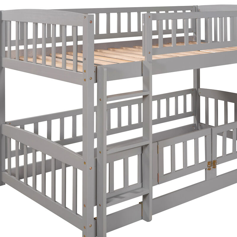 Merax Bunk Bed with Fence and Ladder for Kids Teens