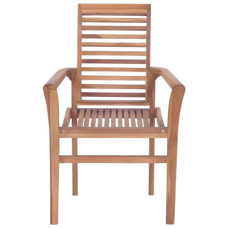 Lima Outdoor Dining Side Chair Set of 4, Brown Teak Wood, Black Fabric - Benzara