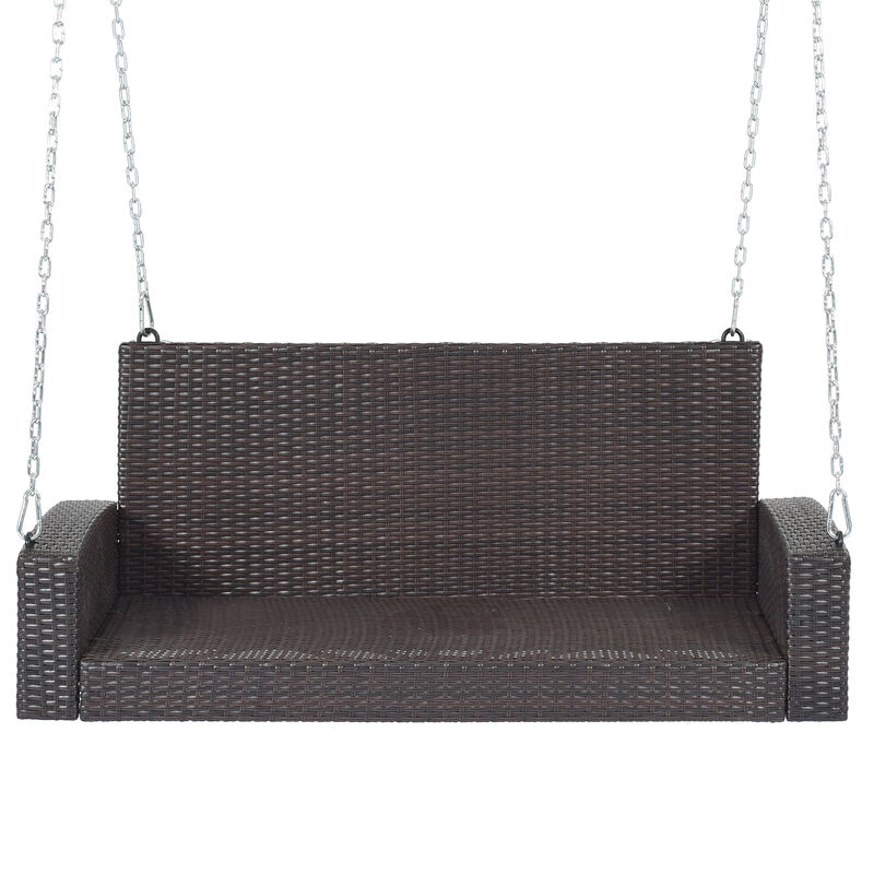 Merax 2-Person Wicker Hanging Porch Swing with Chains