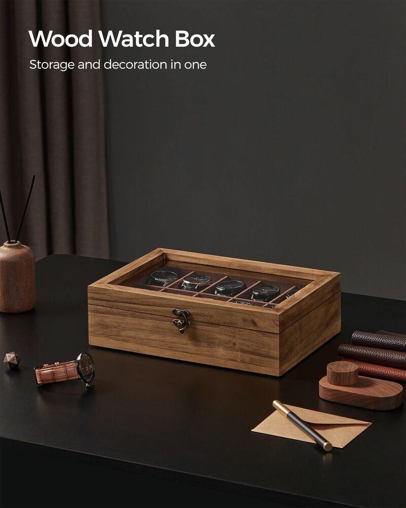 10-Slot Solid Wood Watch Box for Premium Timepiece Storage