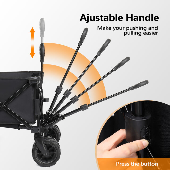Foldable Garden Cart, Portable Utility Wagon for Lawn, Patio & Camping