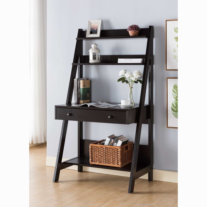 Red Cocoa Home Office Desk with 2 Top Shelves & 1 Drawer