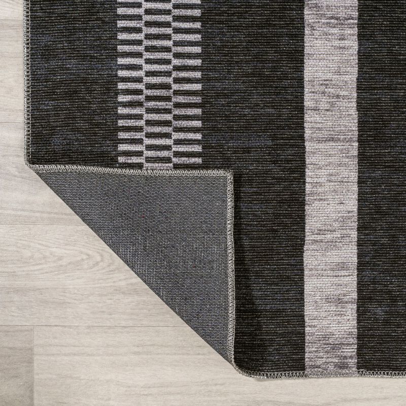 Vichy Geometric Striped Machine Washable Area Rug