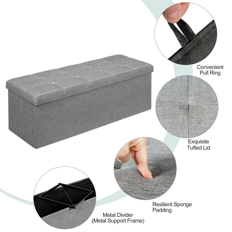 Fabric Folding Storage with Divider Bed End Bench