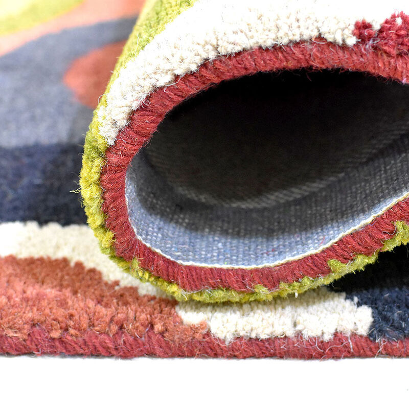 RUGSOTIC CARPETS HAND TUFTED WOOL ECO-FRIENDLY AREA RUGS  - 3'x5', Rectangle Shape, Multicolor, Contemporary Modern Design, High Pile Handmade Area Rugs for Living Room, Bed Room (K11125)