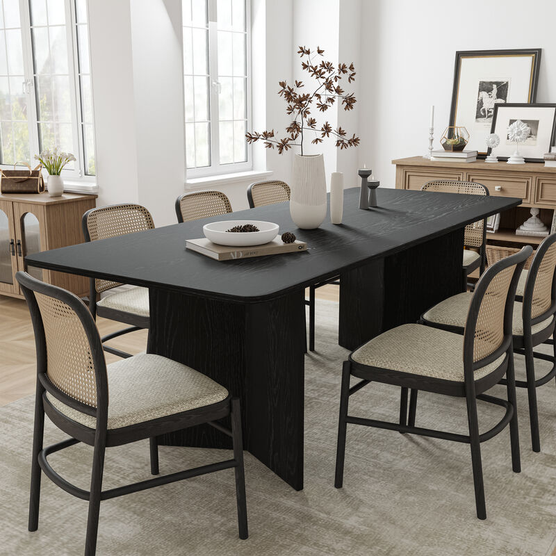 Brix 79V-Shaped Leg Square Wooden Dining Table in Walnut Color