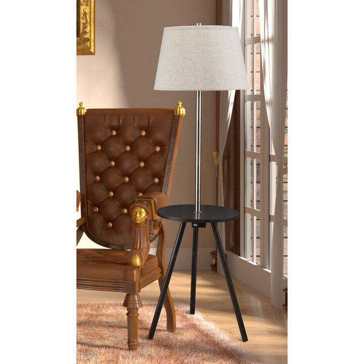 57" Round Sofa Side Table with Lamp And Power Station (1.56/9.9)