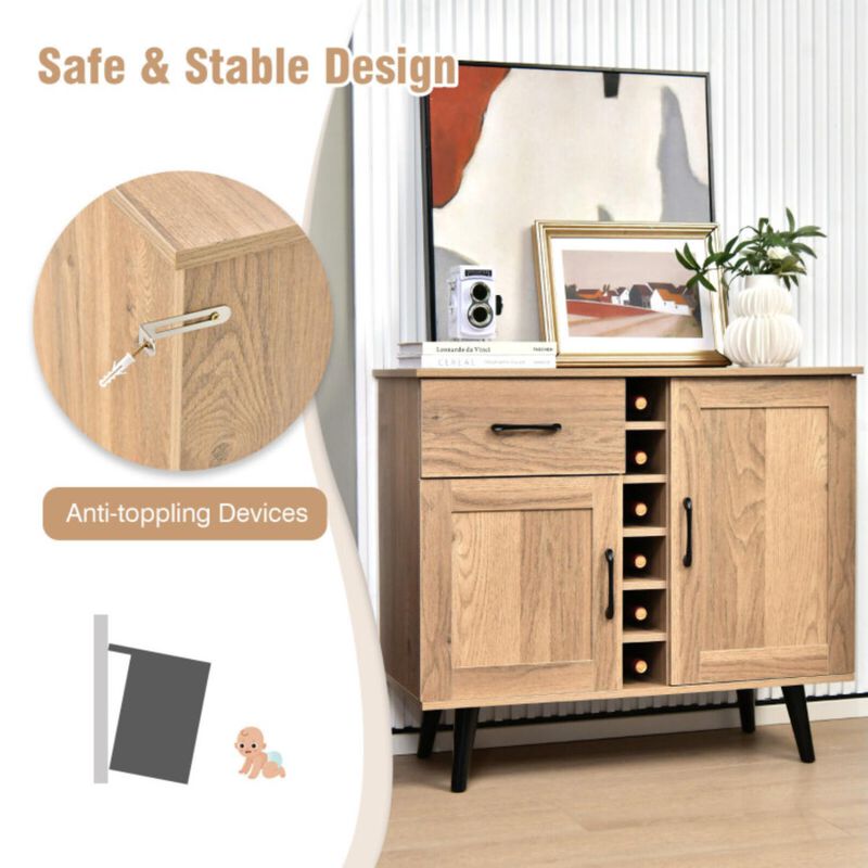 Hivvago 2-Door Buffet Sideboard with 6-Bottle Wine Rack Drawer