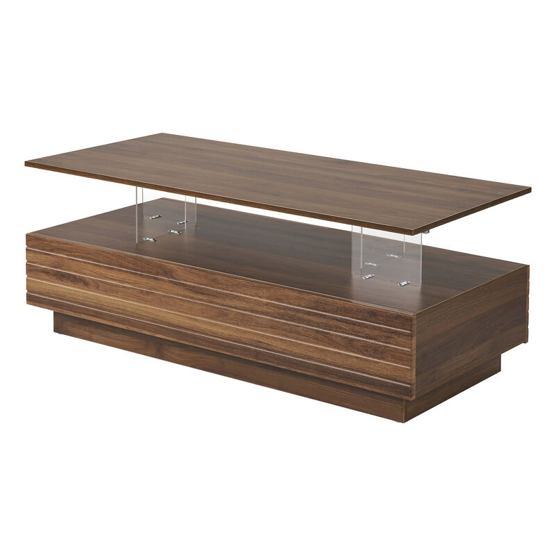 Merax Modern Rectangular Coffee Table with LED Lights