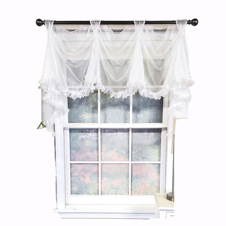 RLF Home Luxurious Modern Design Classic Sheers Victory Swag 3-Scoop Window Valance 50" x 25" Taupe