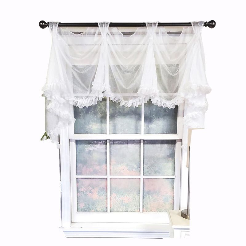 RLF Home Luxurious Modern Design Classic Sheers Victory Swag 3-Scoop Window Valance 50" x 25" Taupe