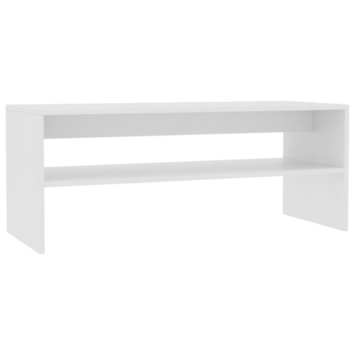 Exquisite Scandinavian Coffee Table with Shelf | High-Quality Chipboard | Stylish Organization | Easy to Clean | Hassle-Free Assembly | 39.4x15.7x15.7 | White