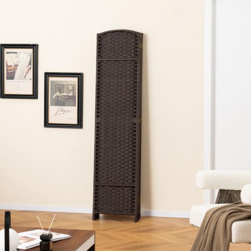 Hivvago 6-Panel Room Divider 5.6 FT Tall Folding Privacy Screen with Hand-woven Texture
