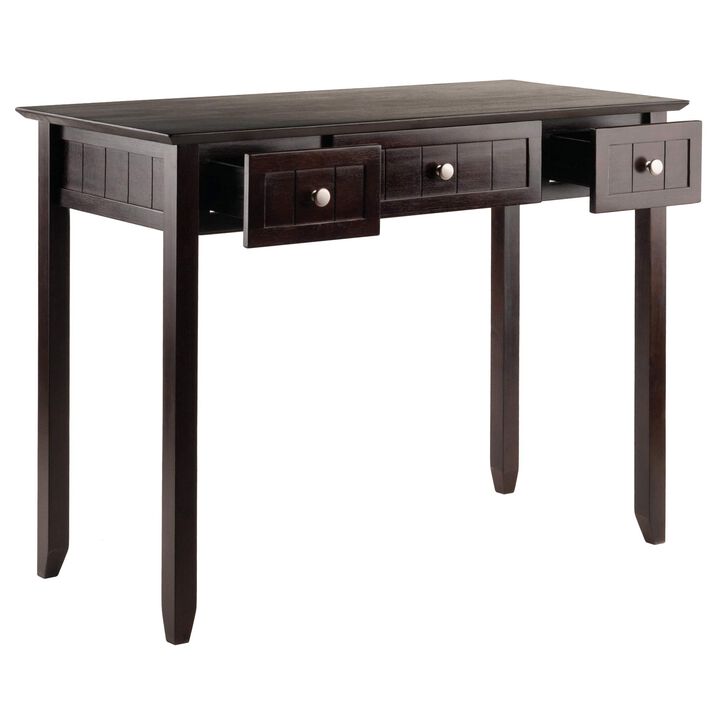 Ergode Wood Burke Home Office Writing Desk - Cottage Style, Spacious Desktop, 3 Drawers, Dark Coffee Finish, Assembly Required