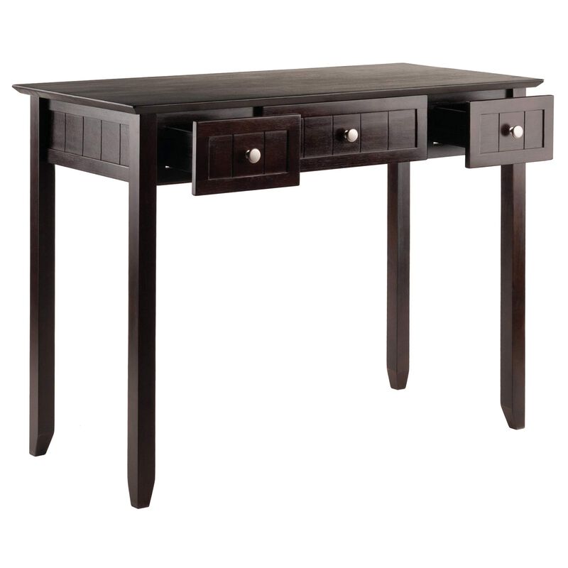Ergode Wood Burke Home Office Writing Desk - Cottage Style, Spacious Desktop, 3 Drawers, Dark Coffee Finish, Assembly Required