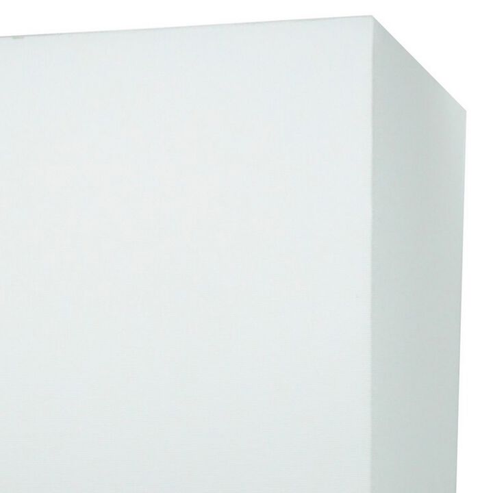 27 Inch Table Lamp Set of 2, Square White Shade, Steel Base, Marble, White - Benzara