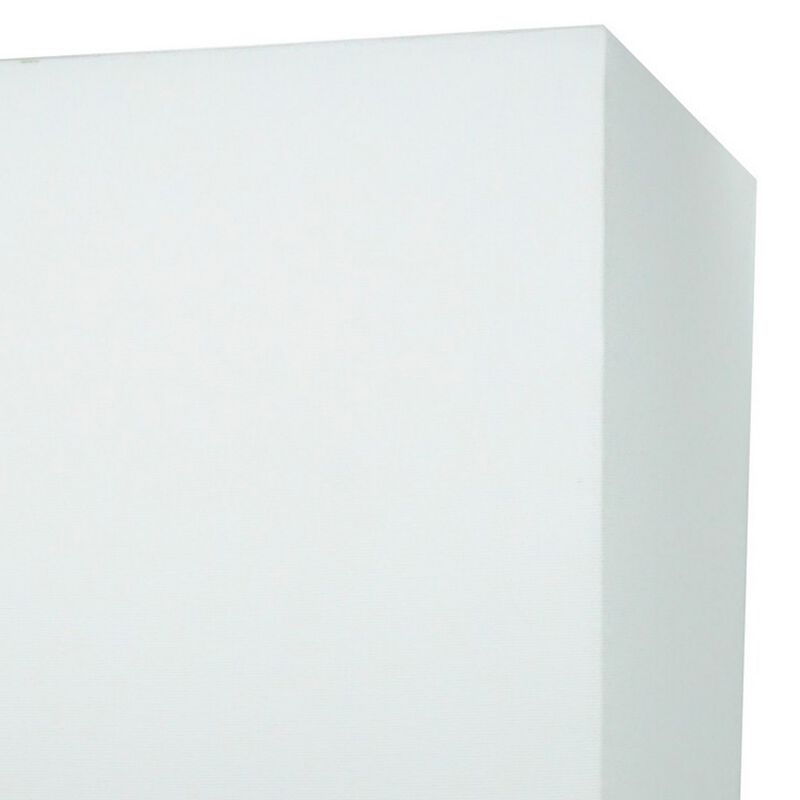 27 Inch Table Lamp Set of 2, Square White Shade, Steel Base, Marble, White - Benzara