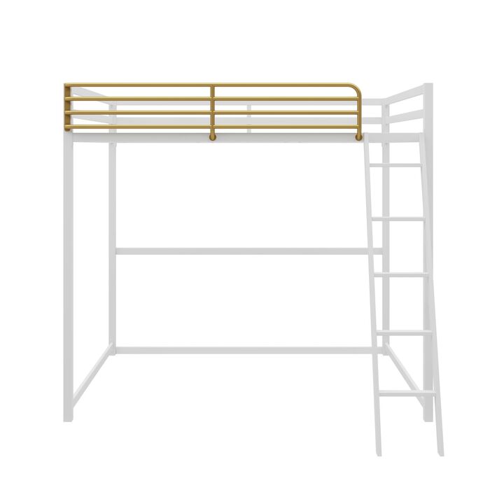 Haven Full Loft Bed, White and Gold