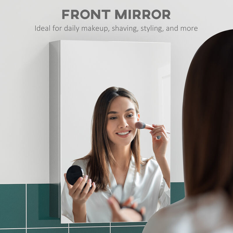 kleankin Bathroom Cabinet Wall Mounted Mirror Cabinet with Hinged Door