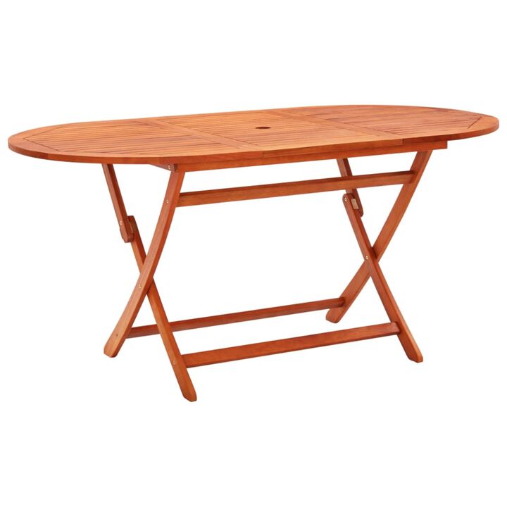 vidaXL Folding Garden Table 63"x33.5"x29.5" Solid Eucalyptus Wood