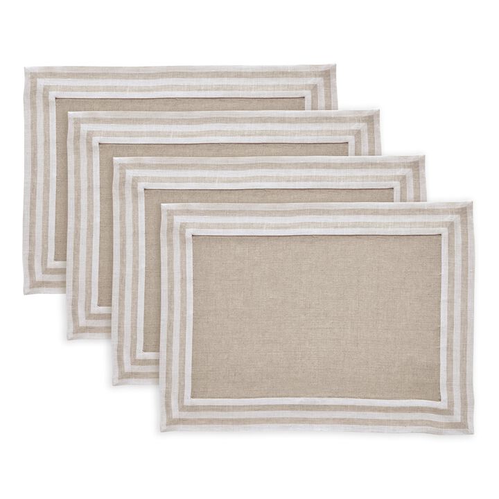 Solino Home 100% Pure Linen Placemats 14 x 19 Inch Set of 4 |Mila