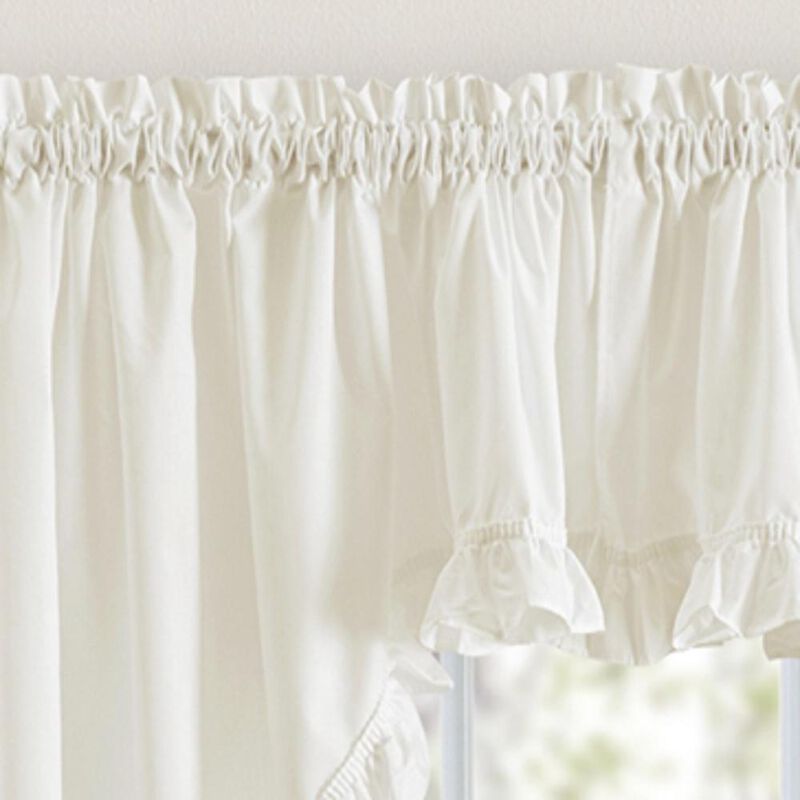 Ellis Home Classic Narrow Ruffle Natural Color Rod Pocket Swag Curtain Panel