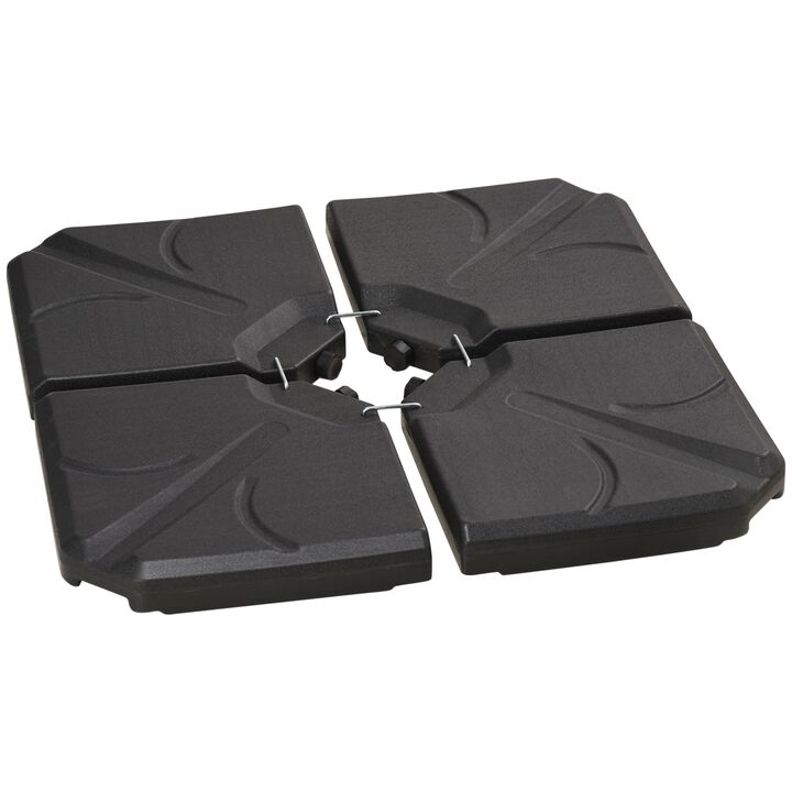 Black Umbrella Stabilizer: 4-Piece Base Set with 123lb Capacity