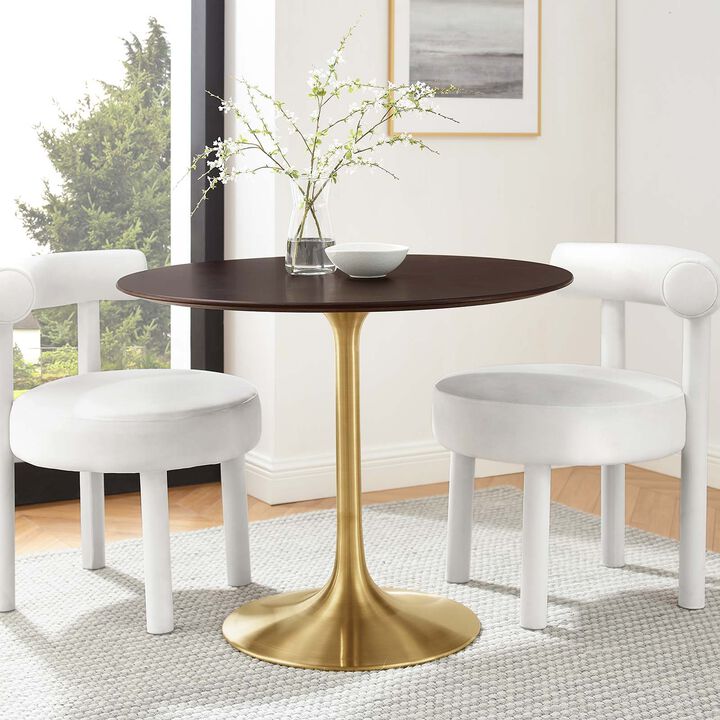 Modway - Lippa 36" Round Wood Grain Dining Table Gold Cherry Walnut