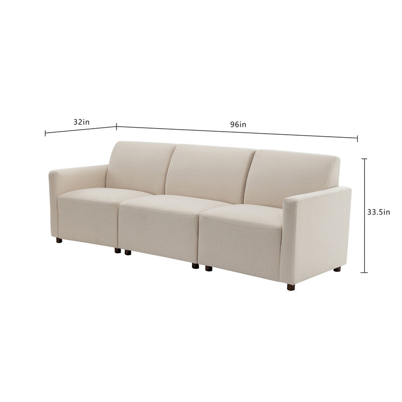 Duvall 3 Piece Modular Sofa - Natural Performance Fabric with Recycled Polyester
