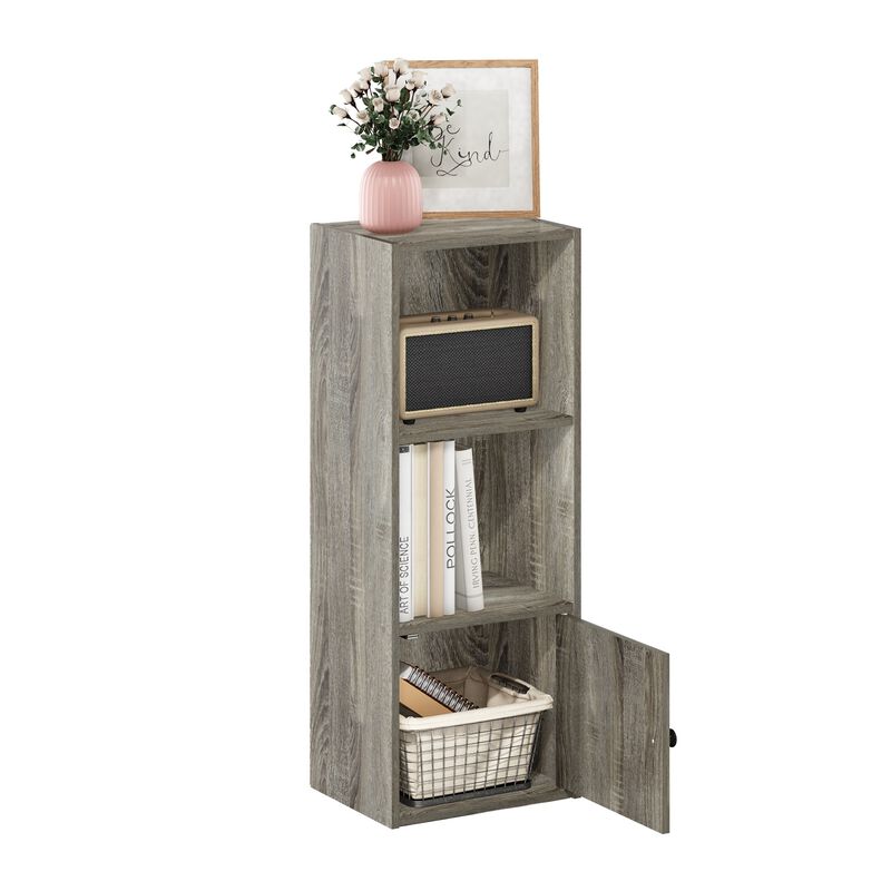 Furinno Luder Shelf Bookcase with 1 Door Storage Cabinet, French Oak