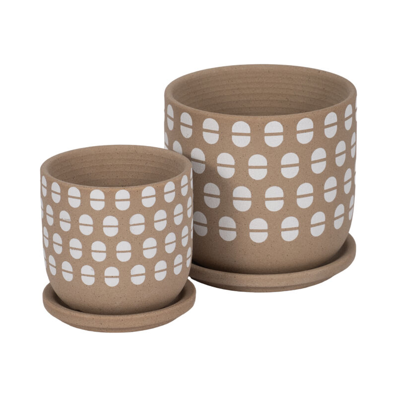 Hand Stamped Saucer Planters Set