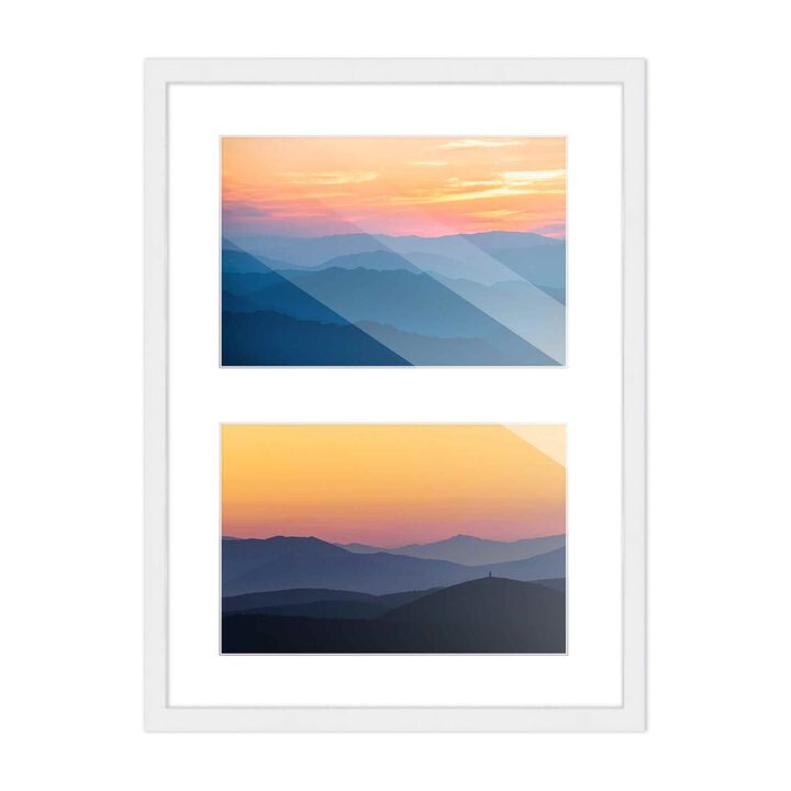 11x14 Wood Collage Frame with White Mat for 2 5x7 Pictures