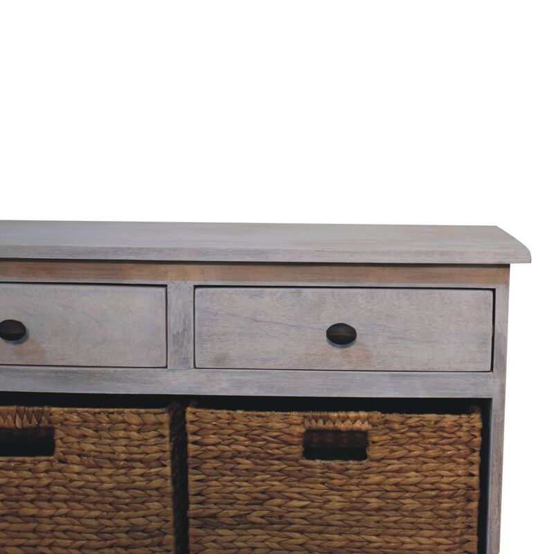 Artisan Furniture Solid Wood Acid Wash Basket Storage Cabinet