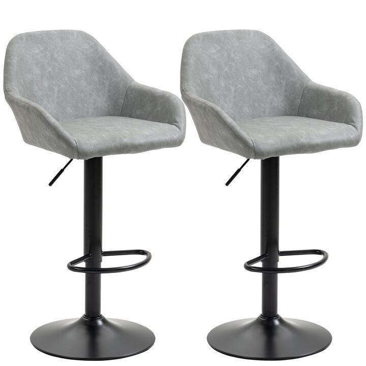 Gray Kitchen Perches: Adjustable Swivel Bar Stools Set of 2