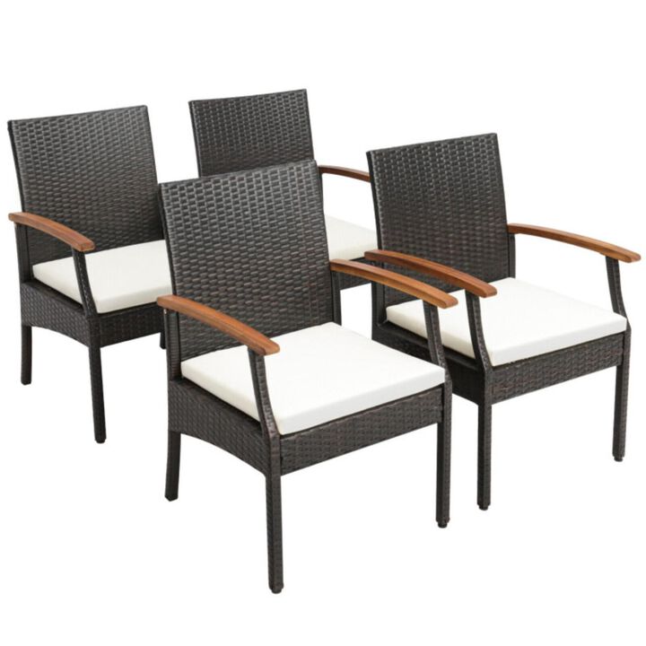 Hivvago Set of 2/4 Patio Dining Chair with Soft Zippered Cushion