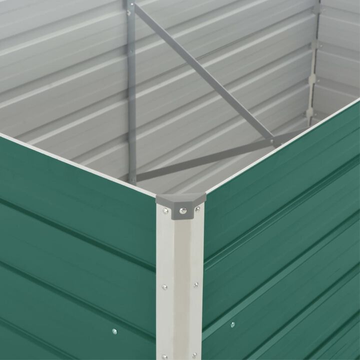 vidaXL Raised Garden Bed 63"x31.5"x17.7" Galvanized Steel Green