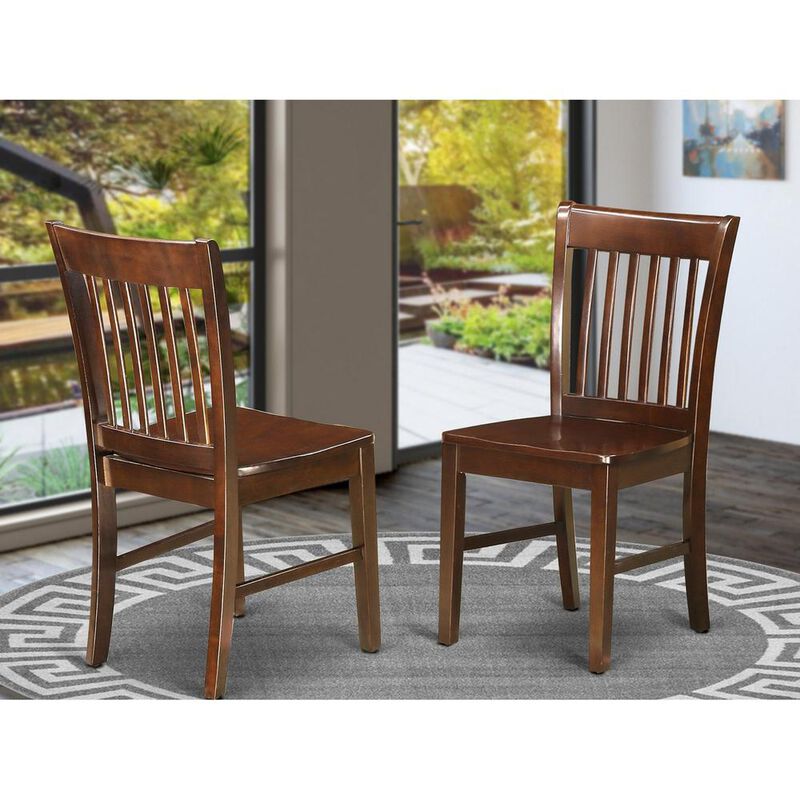 East West Furniture Norfolk  kitchen  dining  chair  with  Wood  Seat    -Mahogany  Finish.,  Set  of  2