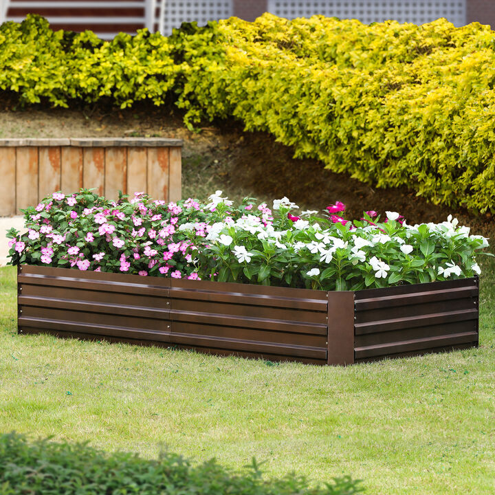 LuxenHome Galvanized Steel Rectangular 5.8-Ft x 2.9-Ft Raised Garden Bed Planter, Brown