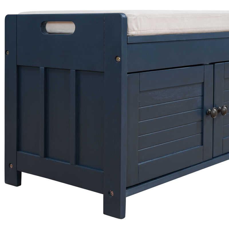 Merax Multifunctional 3 Shutter-shaped Doors Storage Bench