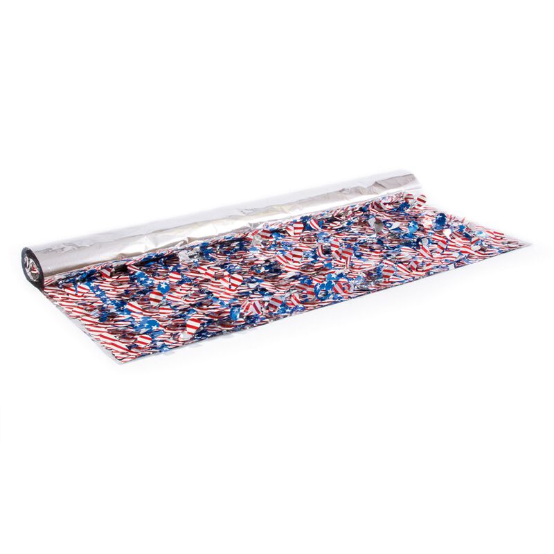 15' Blue and Red Patriotic Metallic Floral Sheeting Party Streamers