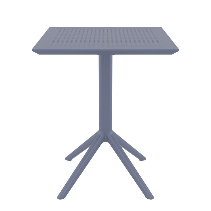 29.5" Black Folding Square Outdoor Patio Dining Table