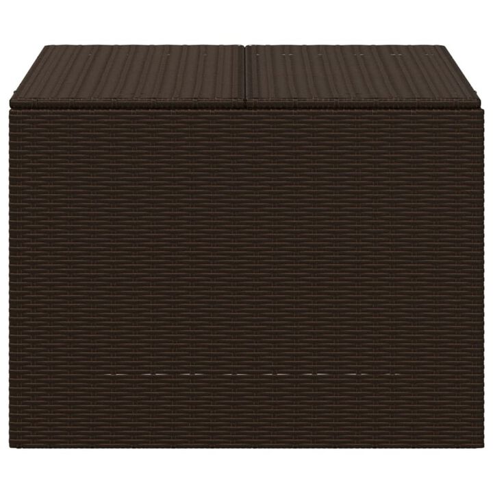 Outdoor Garden Storage Box, Removable Bag, Brown Poly Rattan Woven - Benzara